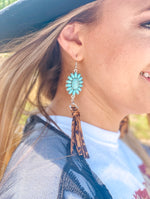 Kandace Turquoise Cheetah Tassel Earrings